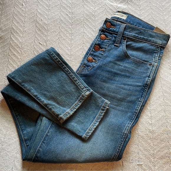 Madewell Button Fly Skinny Jeans High Rise Size 26-Magic Pockets NWT - Picture 3 of 13